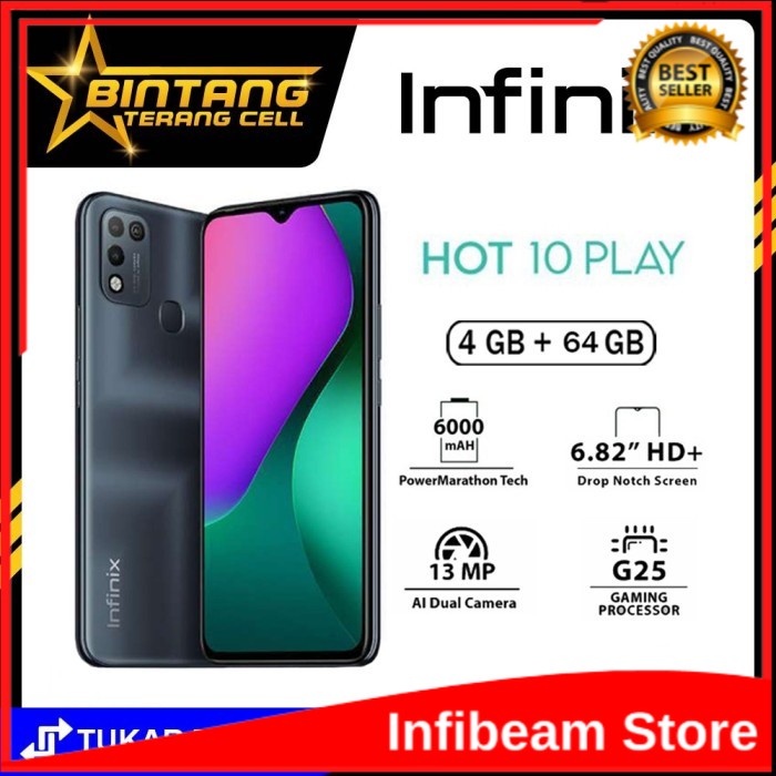 INFINIX HOT 10 PLAY RAM 4 64 GARANSI RESMI ATAU INFINIX HOT 10 PLAY RAM 4GB ROM 64GB GARANSI RESMI