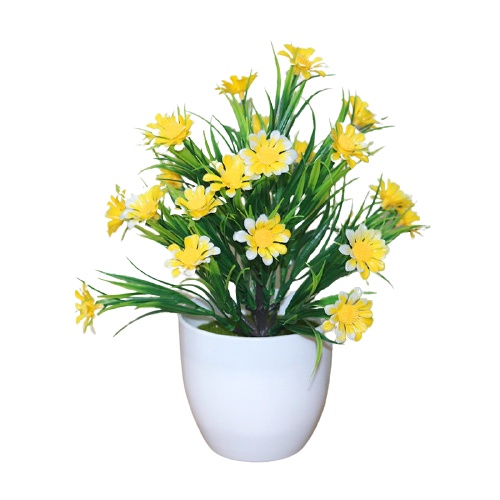 LDG Pot34 Tanaman Bunga Hias Bunga Plastik Dekorasi Rumah Bunga Import Murah-KUNING