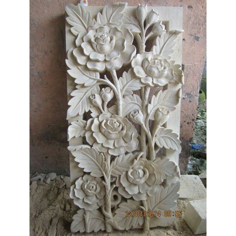 ukiran relief batu alam kerajinan seni batu putih dekorasi dinding murah