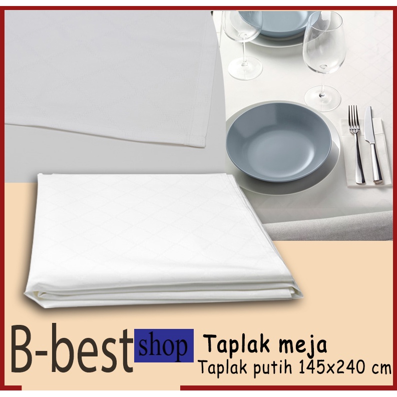 TAPLAK MEJA PUTIH / Taplak pelindung meja 145x240 cm taplak meja