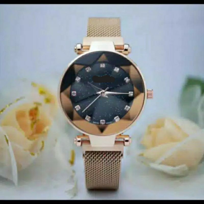 Jam tangan magnet analog kristal pasir