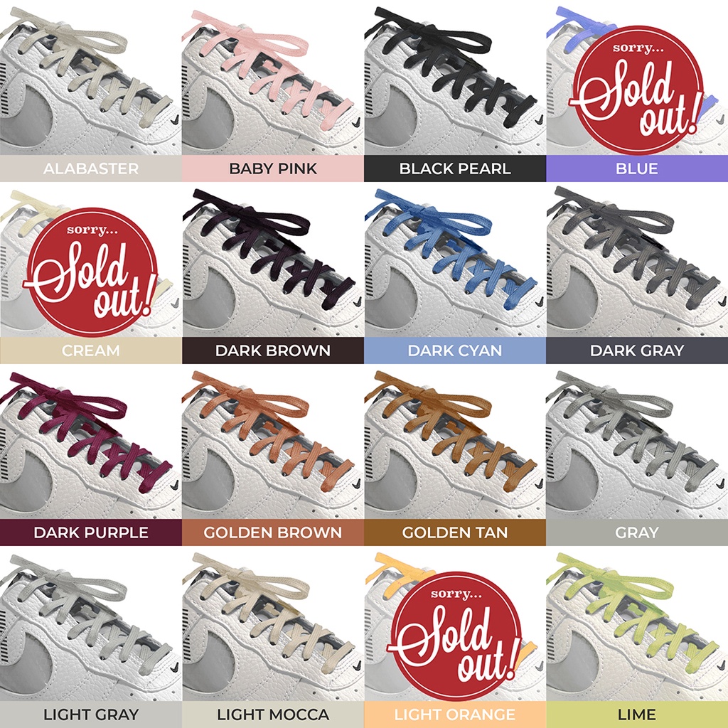 Tali Lilin Gepeng (Finest) 5mm 100cm Aneka Warna Untuk Sepatu Sneakers