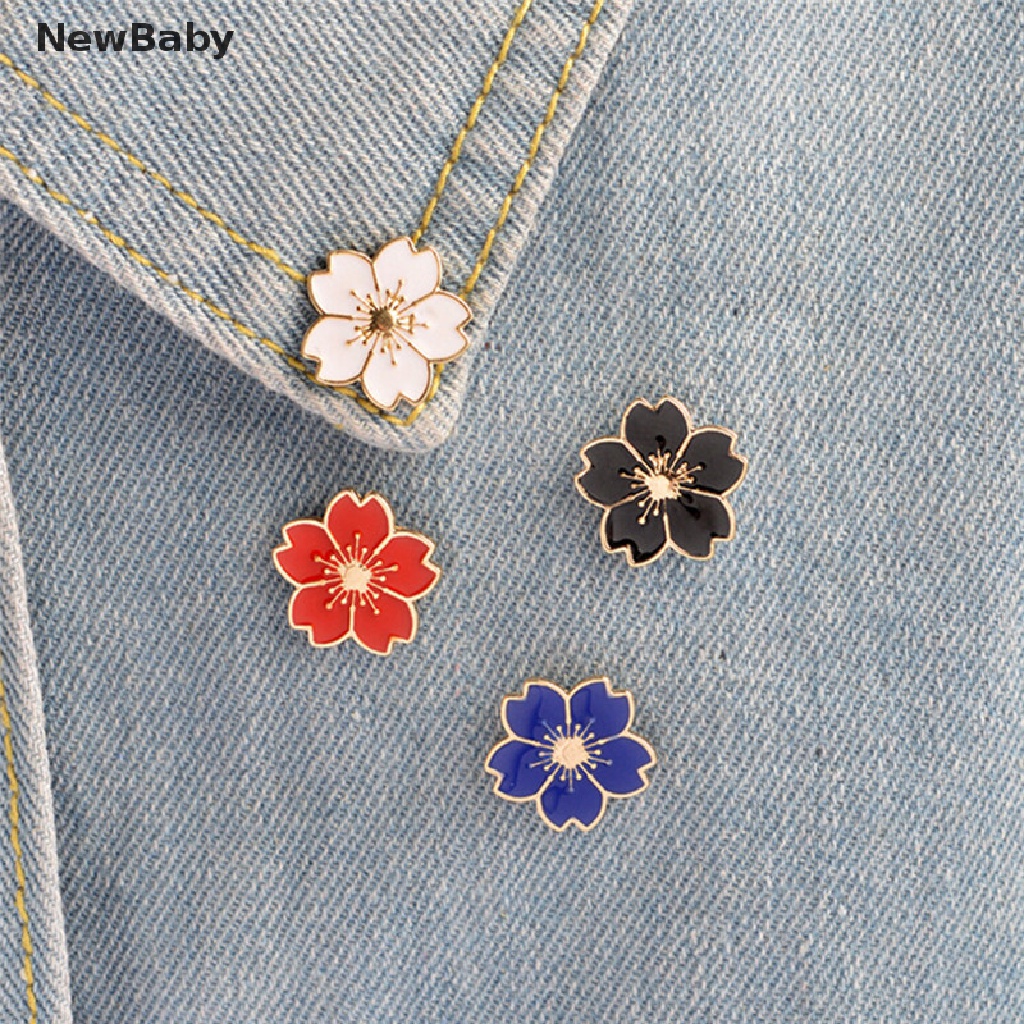 5pcs Bros Pin Enamel Bentuk Bunga Untuk Wanita