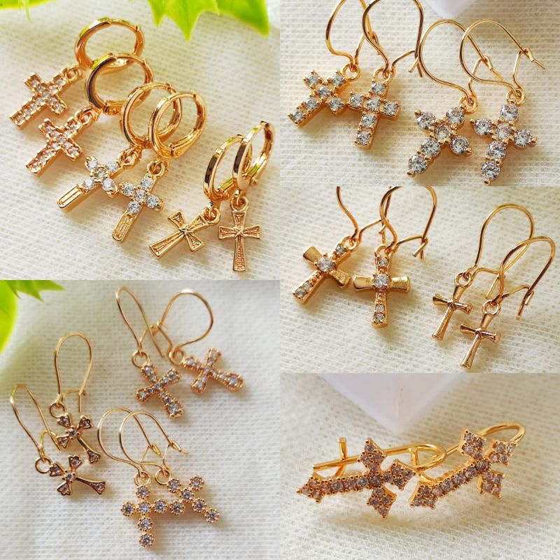 Anting Xuping Salib Emas Anting Tusuk Xuping Salib Emas