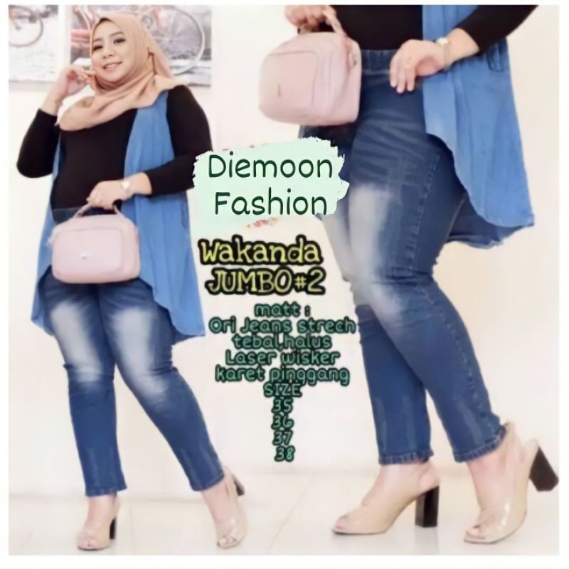 Jegging JUMBO wakanda [fda brwn], pinggang full karet bahan melar