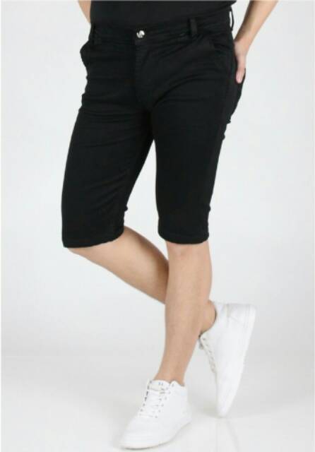 Celana Jeans Pendek Pria Hitam Pekat RC Skinny Slim Fit Cowok Stretch 27-38 NR_Outfit Official COD