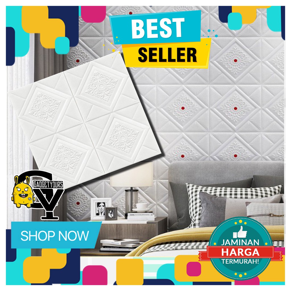 Sticker Wallpaper 3D foam Embosed Model Batu Bata kayu dan batik Sticker Wallpaper Dinding 3D-TATAMI