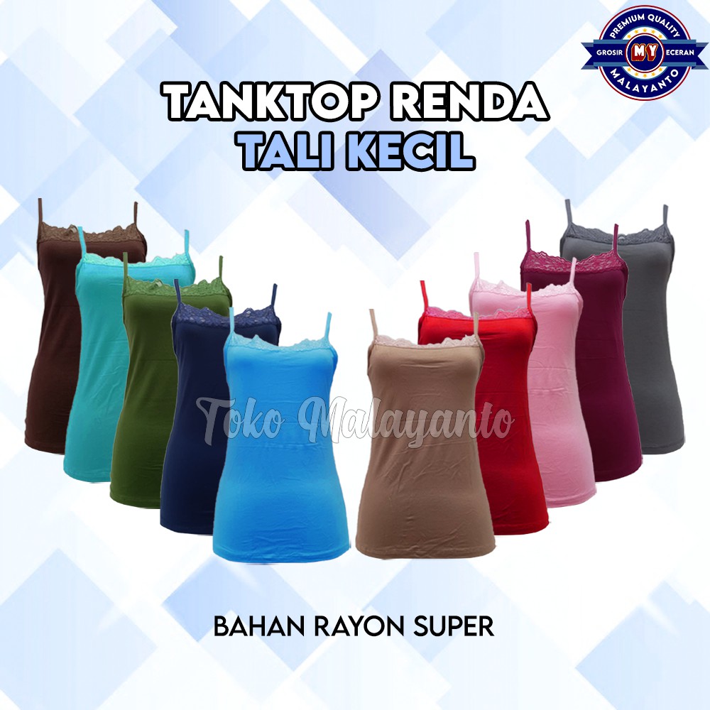 Tanktop Tali Kecil Renda Polos Warna Ukuran All Size Ready Stok!!-5