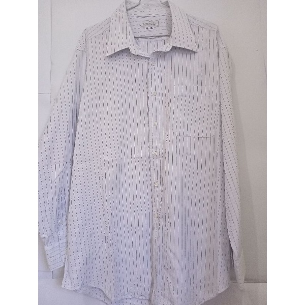 Kemeja Kasual Formal Pria Merek Bianco Fiore Motif Garis Salur Warna Biru Coklat Lengan Panjang