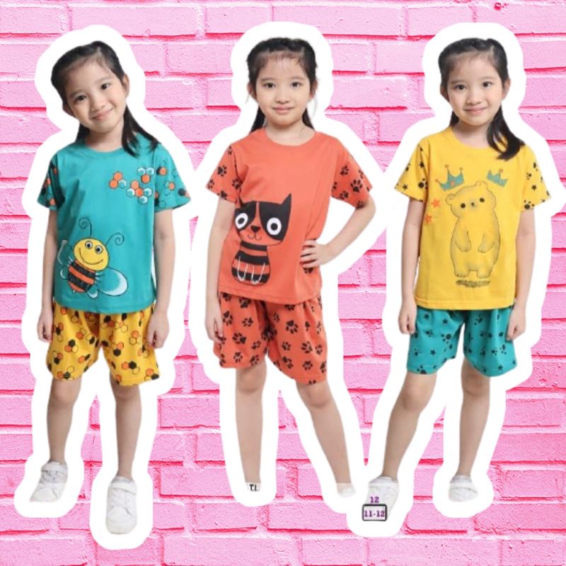 ISI 3 STEL SETELAN PENDEK REMAJA PEREMPUAN BABYDOLL BAJU TIDUR ANAK USIA 6-12 TAHUN