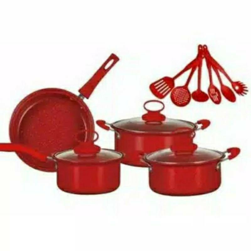 Cookware Set 10 Pcs GSF 2629,GSF 2529 8 pcs,  QME 2432 Panci Set Spatula Teflon All In One