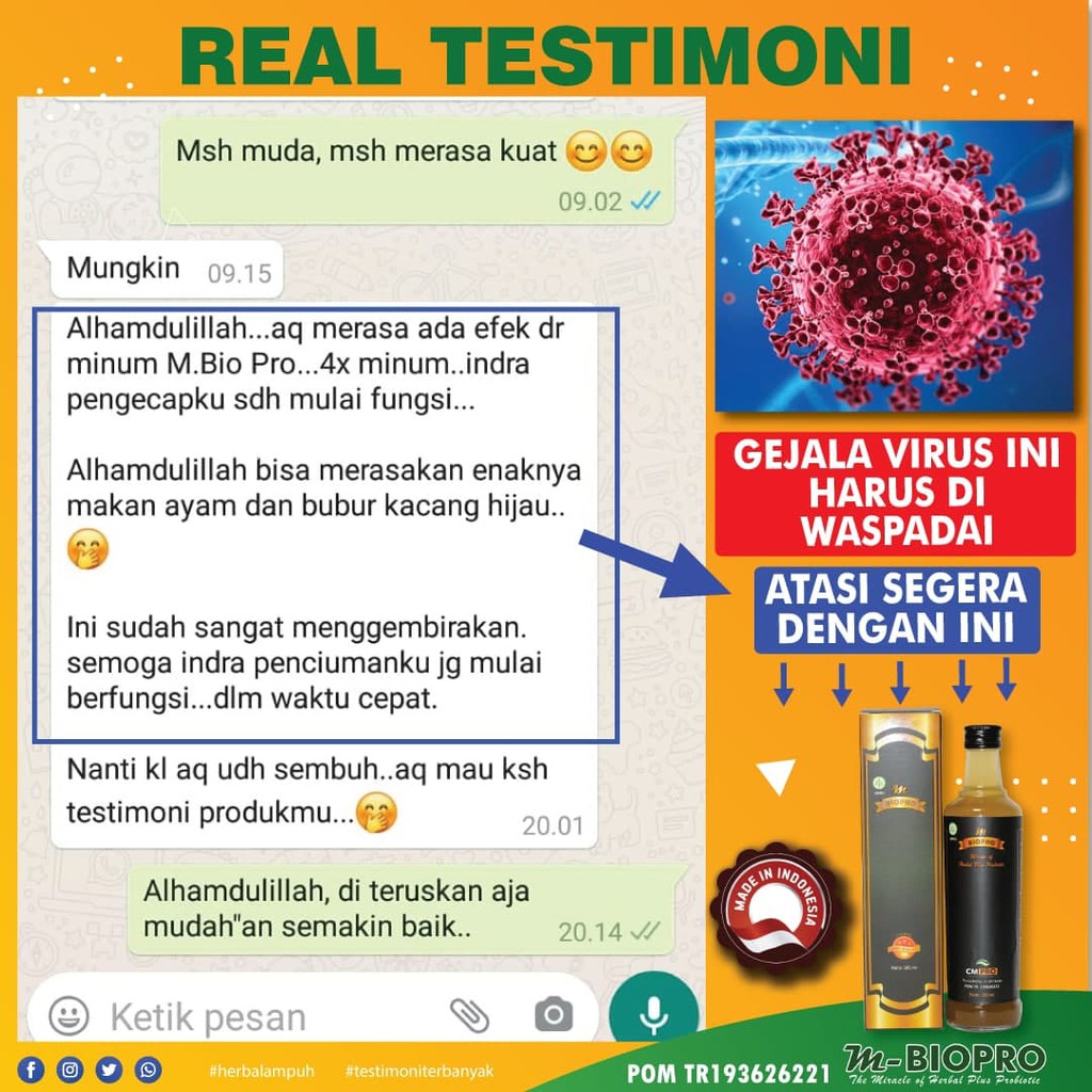 Obat Covid 19 Herbal, Sesak Nafas dan Batuk Ampuh, Obat Gangguan Pernafasan, Hiduun Tersumbat, Tidak Bisa Mencium Bau dengan M BioPro Herbal Asli Alami 100% Original BPOM Halal MUI-4