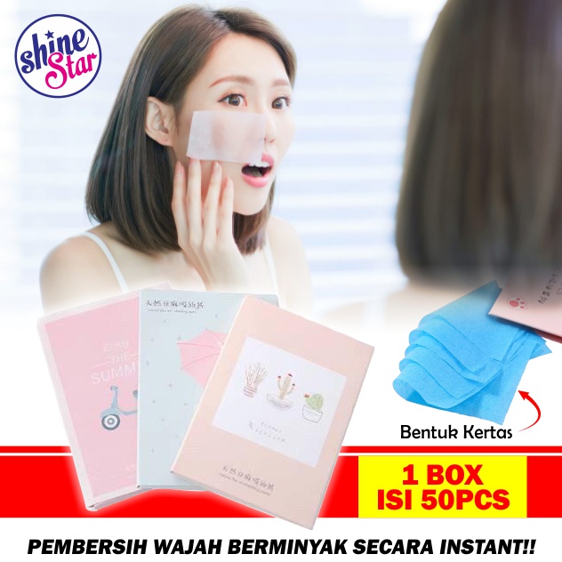 SHINE STAR - Pembersih Wajah Glowing Kertas Minyak Wajah - Kertas Minyak Linen Alami Menyerap Minyak pada Wajah