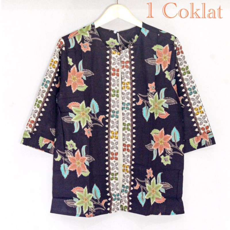 KNT- 88 Blouse batik katun premium lengan panjang semi blazer utk wanita modern