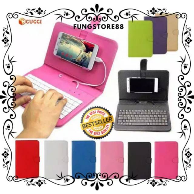 Wired Keyboard Flip Holster Case Cover Skin Protector For OTG Android Phone