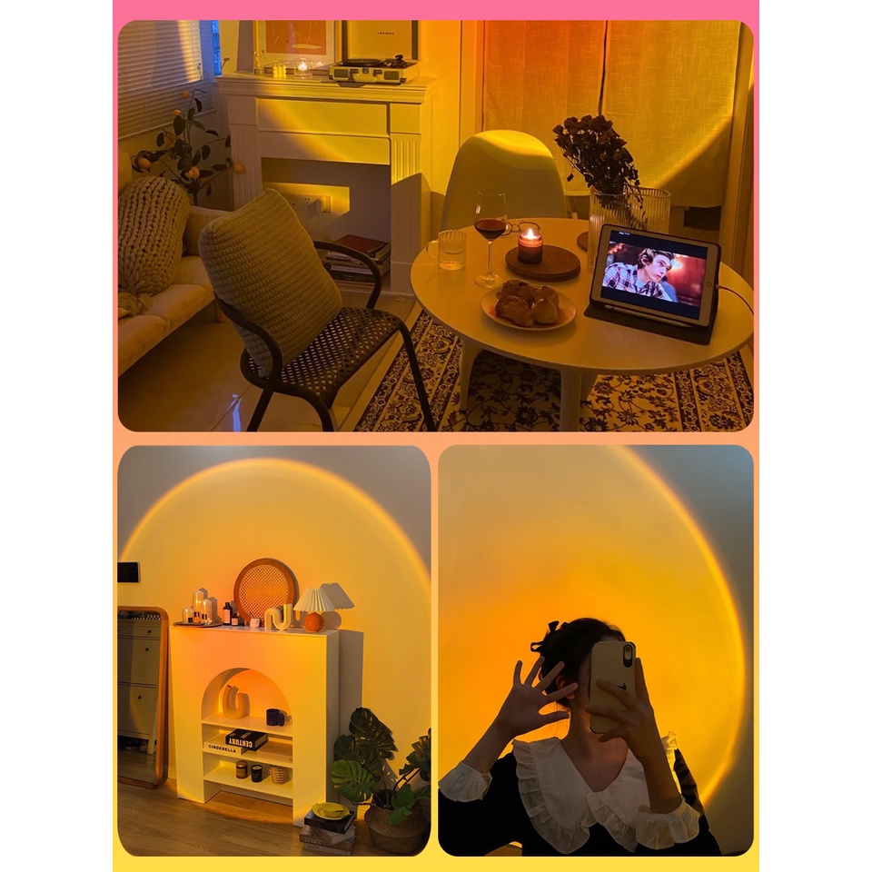 Sunset Lamp Sunset Projector Lampu Sorot Indoor efek matahari terbenam untuk sorot penyanyi lebih mantap atau membuat video unik CANMEIJIA Lampu Sorot Dekorasi Kamar LED Sunset Lamp - C-002 Mood Light Living Room Bedroom Night Light Room Decor Bar