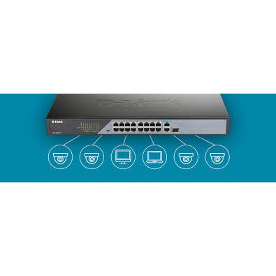 POE SWITCH HUB D-LINK DSS-100E-18P 16 PORT