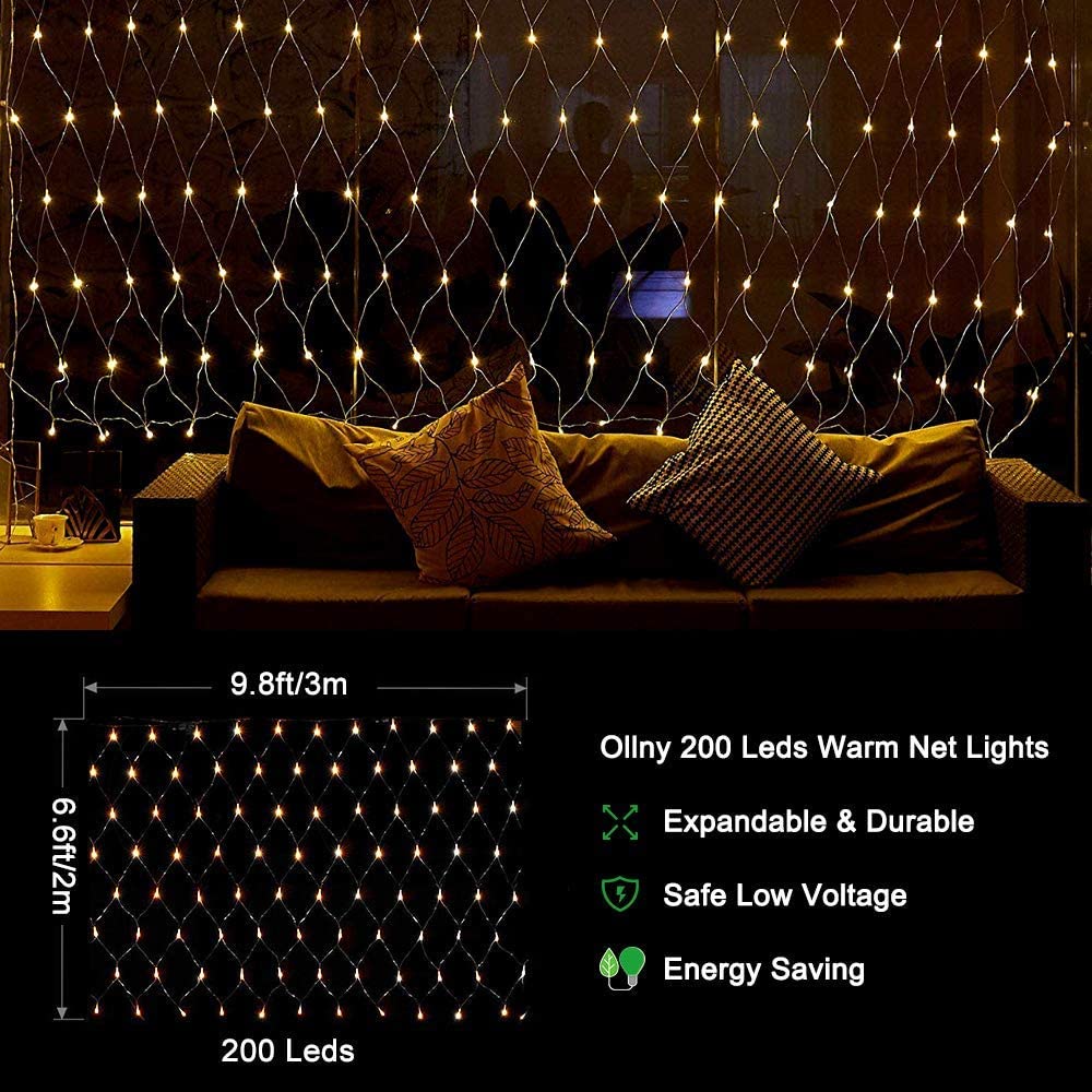 【Garansi 10 tahun】Lampu LED Tirai Jaring 1.5mX1.5m / 3x2 meter Natal Jala LED Tumblr Light Jala Dekorasi Taman Cafe Lampu Hias Jaring Pesta