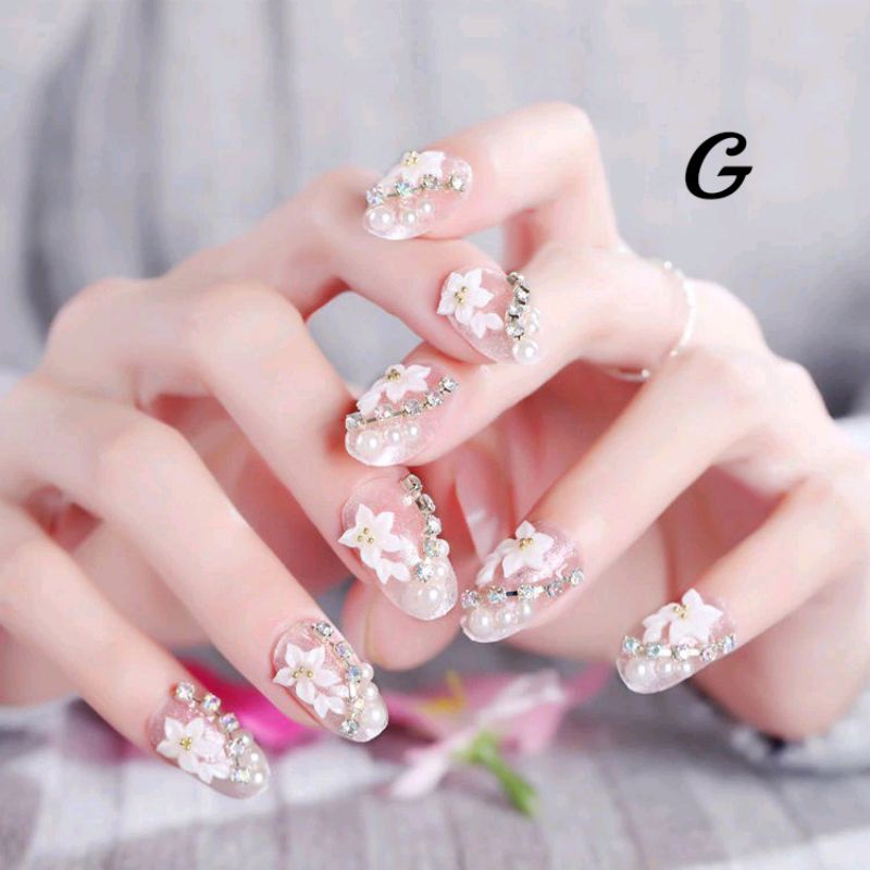 KUKU PALSU MURAH GLAMOUR/ FAKE NAILS FREE LEM KUKU/KUKU PALSU 3D PENGANTIN
