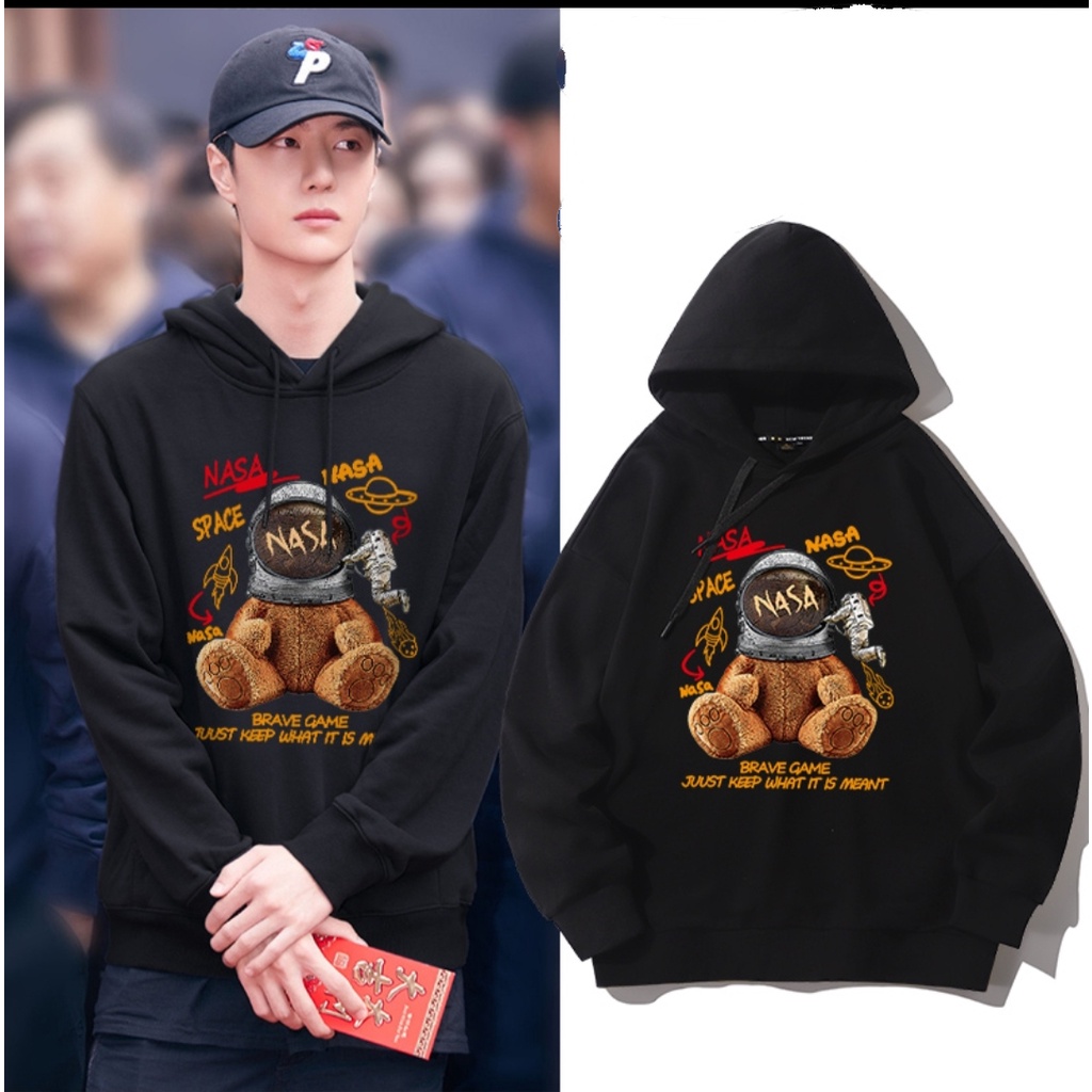 (V1) HOODIE BRAVE GAME NASA TEDDY BEAR TOPI UNISEX Sweater Crewneck Wanita Korean Style Sweter Fashi
