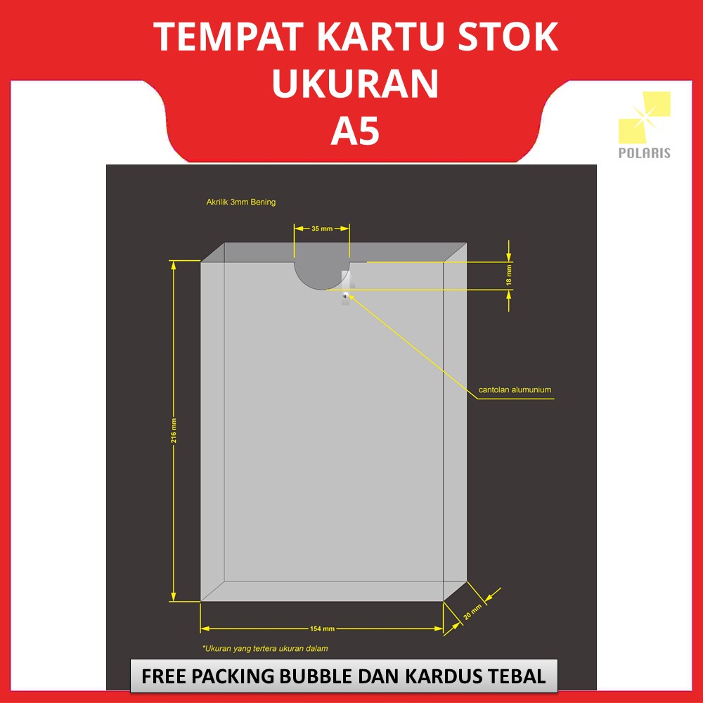 ACRYLIC TEMPAT KARTU STOK GUDANG TEBAL 3 MM - AKRILIK KOTAK PENYIMPANAN KARTU STOCK OPNAME - BOX ACRYLIC A5 WADAH STOCK CARD BARANG KARTU ABSEN