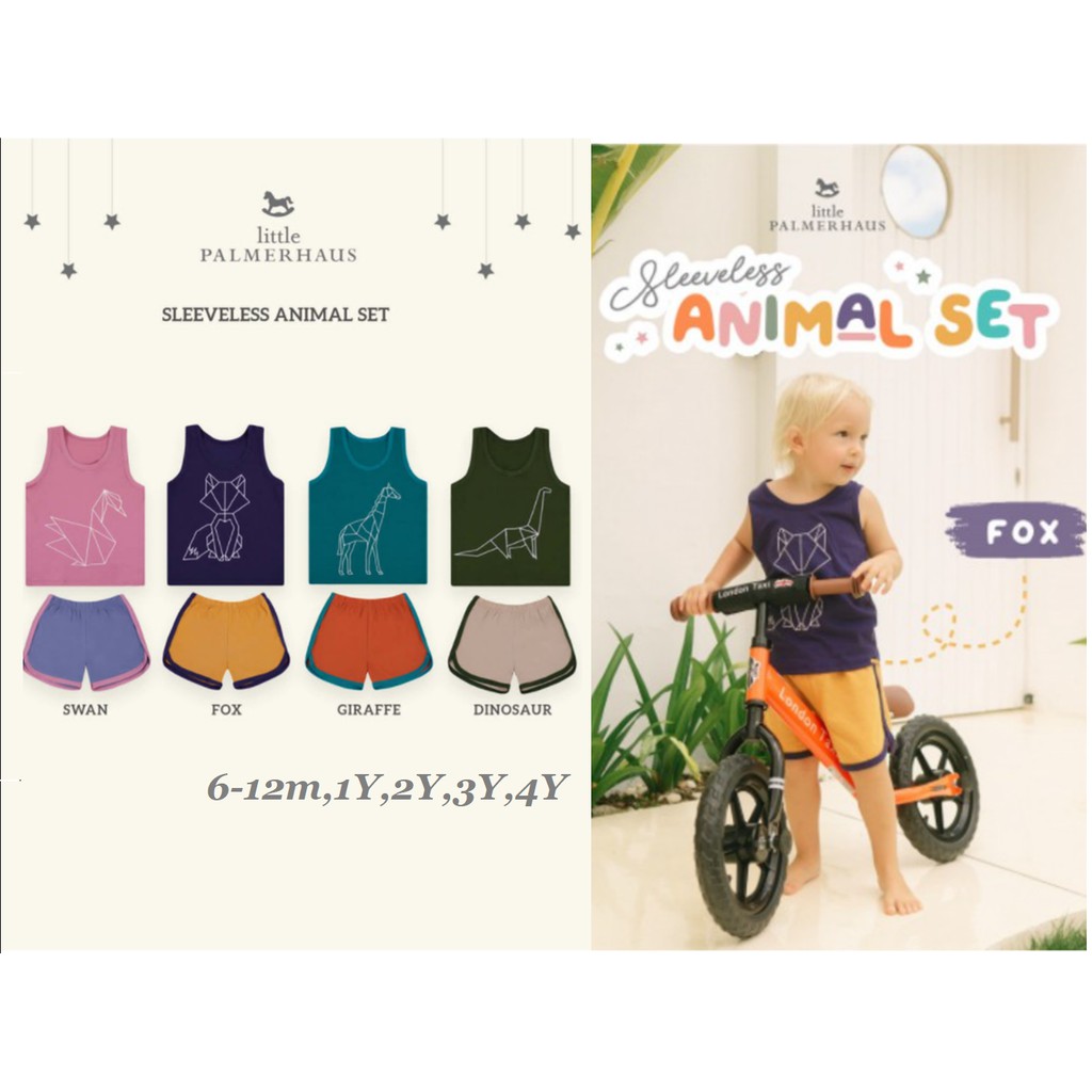 11.11 SALE Sleeveless Animal Set Kutung Little Palmerhaus (Setelan Bayi / Anak) 6 Bulan - 4 Tahun CBKS