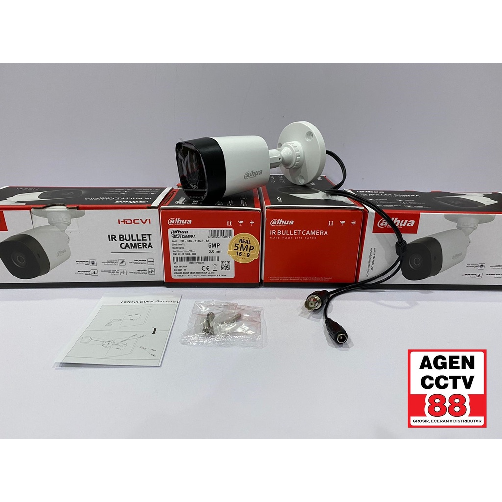 Kamera CCTV Outdoor DAHUA 5MP DH-HAC-B1A51P-S2 NEW 16:9 Bonus 2 BNC DRAT