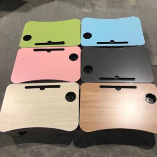 [GK] PROMO BESAR BIG 60X40 Meja Laptop Portable Lipat Lipet Kayu Belajar Komputer Anak iPad Polos 2 Slot