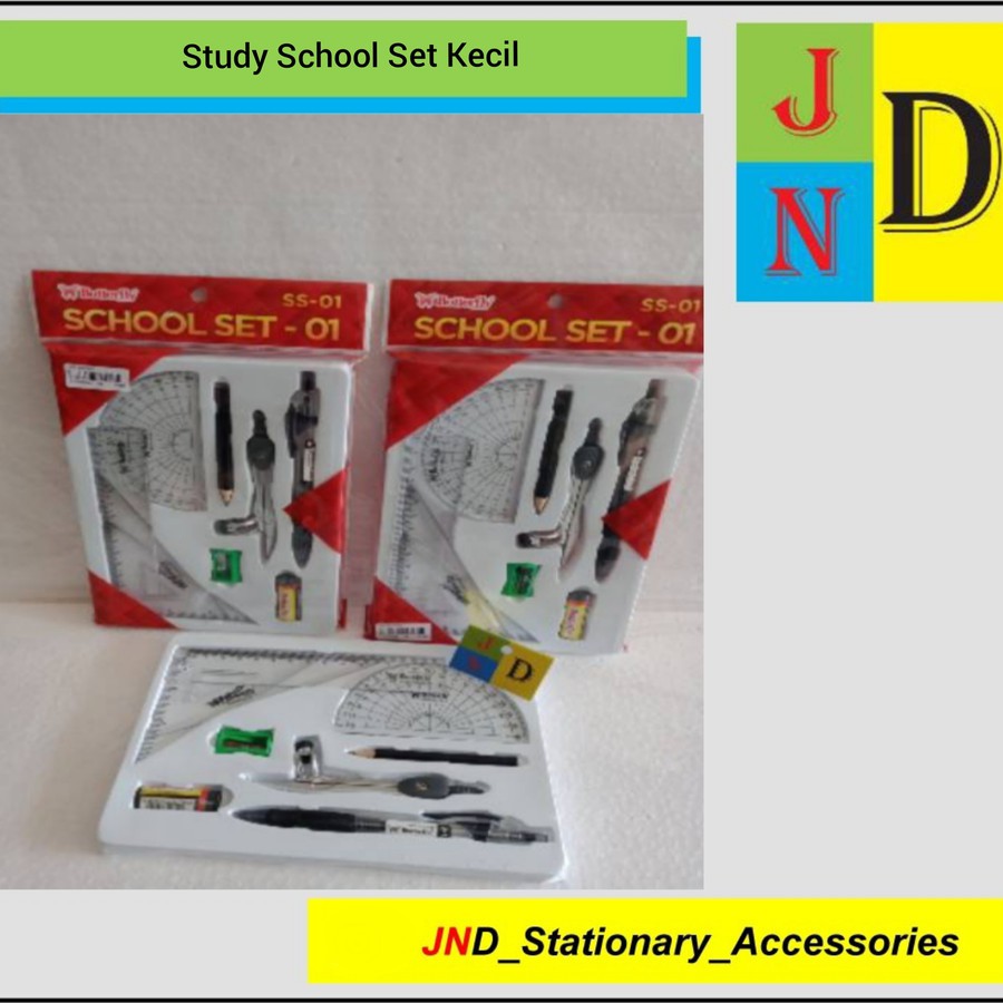 

Paket Alat Sekolah Uk Kecil (Jangka, Penghapus, Busur, Penggaris, Pen)