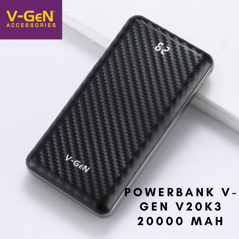 Powerbank V-GeN V20K3 20000 mAh Type C Input 2 Output Power bank Vgen