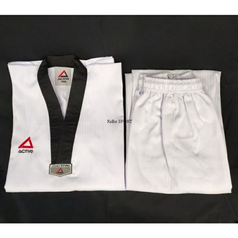 (ZYD) Dobok SENDY ACTIVO/BOW senior Seragam Taekwondo kerah hitam