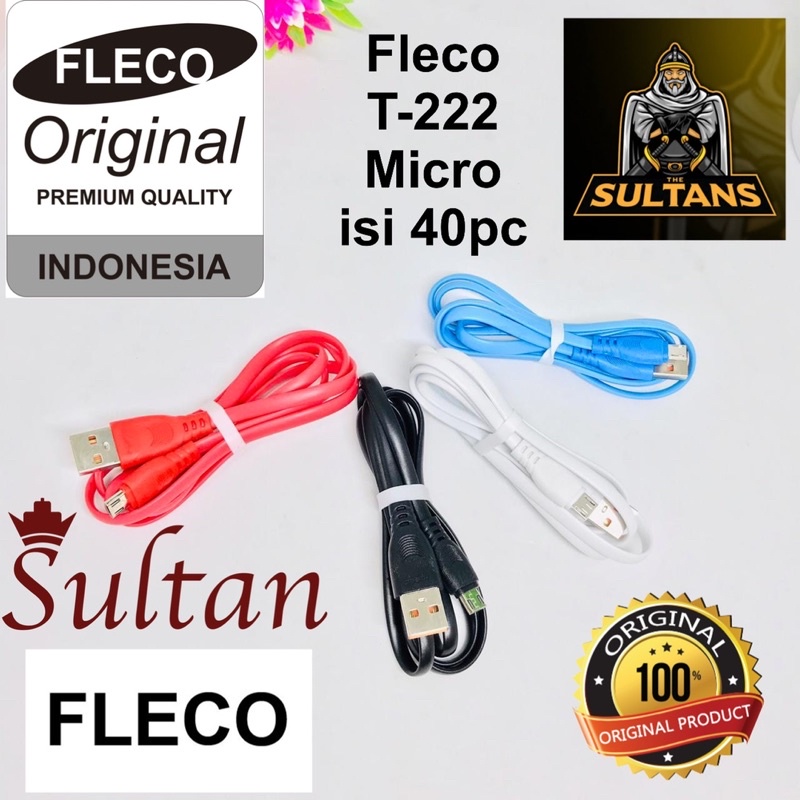 PROMO ~1TOPLES ISI 40PCS KABEL DATA FLECO T222 MICRO TYPE C ORIGINAL FAST CHARGING &amp; DATA