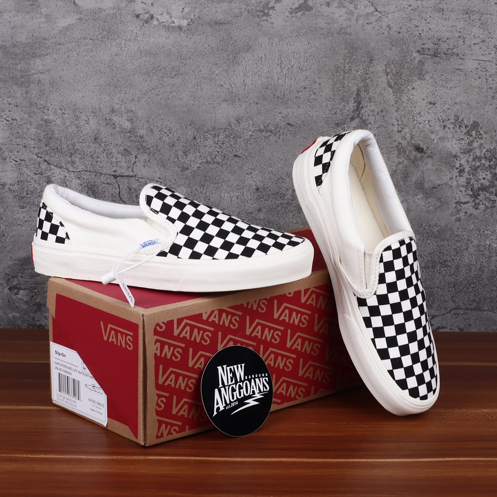 Sepatu Vans Slip On Og Ivory Checkerboard Catur Off White