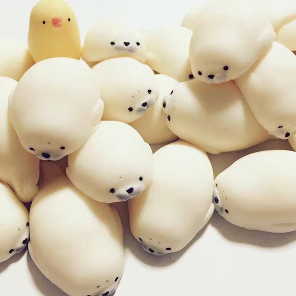 Mainan Squishy Lucu Model Anjing Laut Putih Penghilang Stress