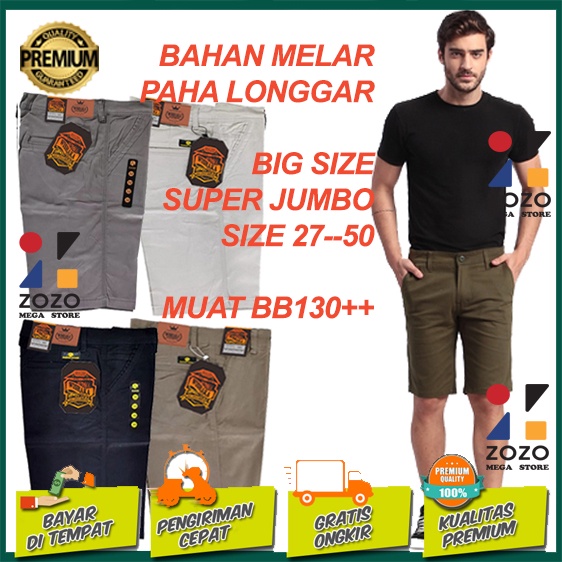 Celana Pendek Pria Jumbo Big Size 27-52 Chino Streach Original Bahan Melar Distro Premium