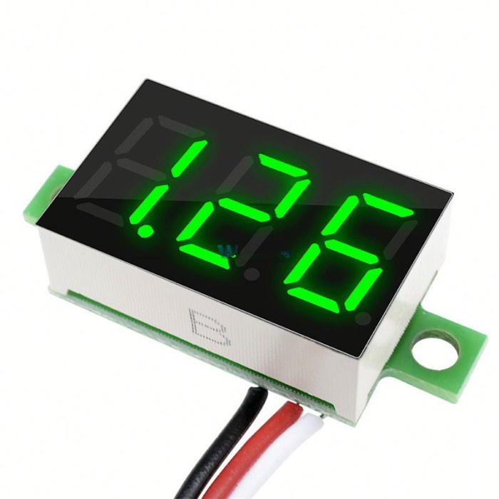 Voltmeter Volt Meter Hijau Digital 4.5-30V DC 2 Kabel 0.36 0,36 Green