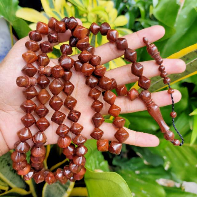 Tasbih 99 kokka kaukah wajik 10,5 mm coklat0