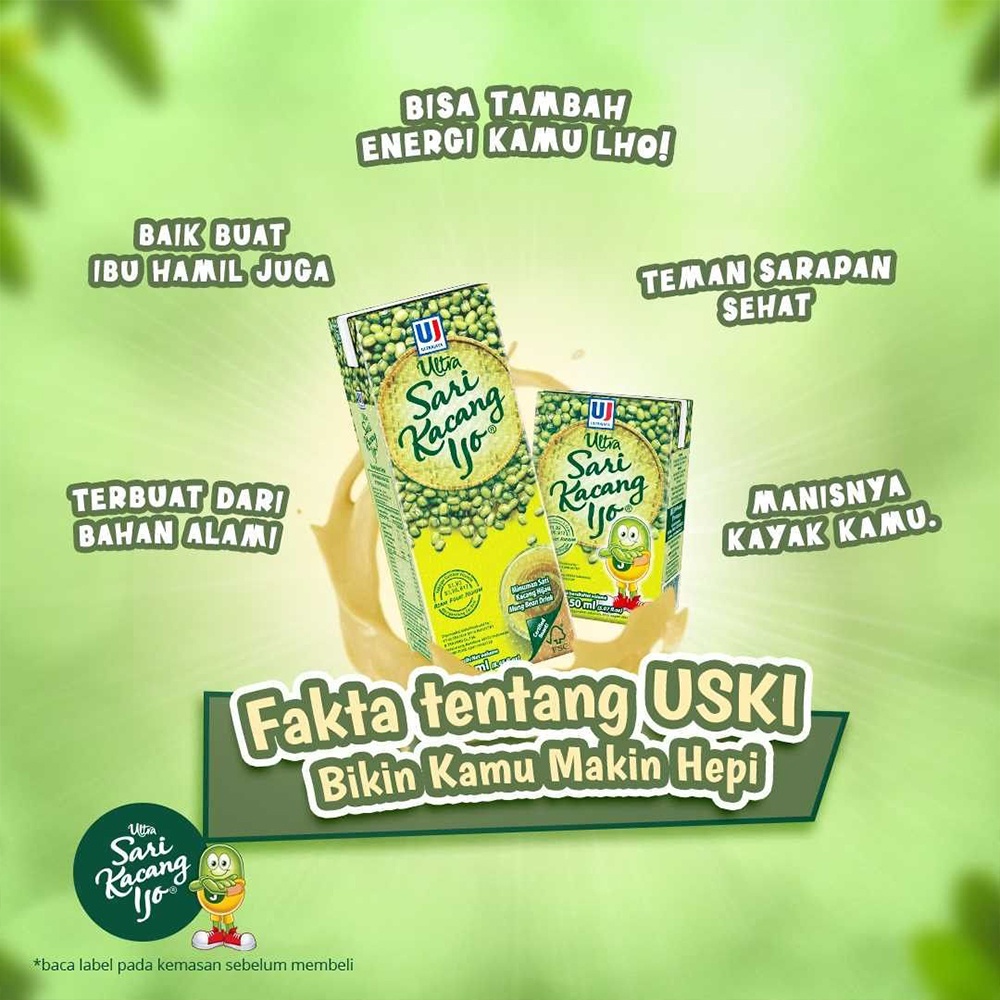 Ultra Sari Kacang Ijo 250ml USKI  Sari Kacang Hijau Satuan