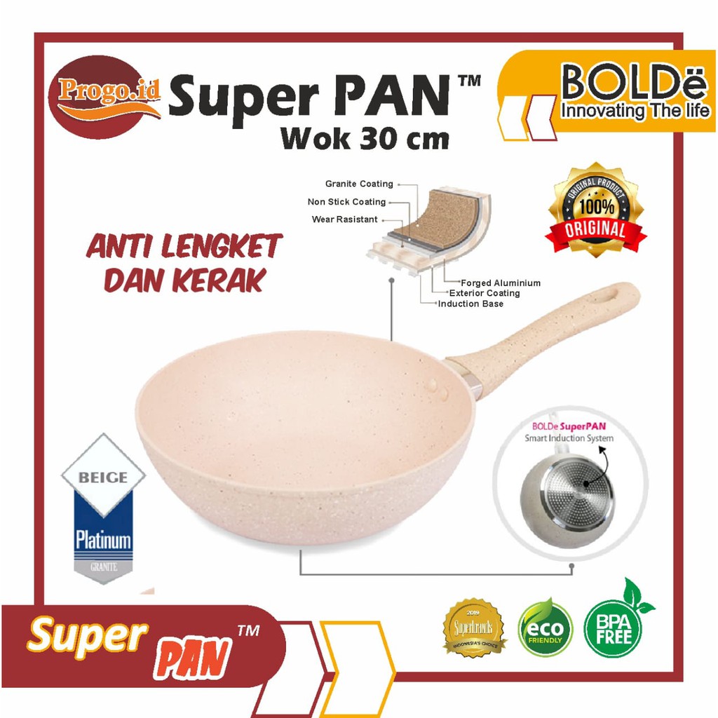Wajan BOLDe Super Pan 30 Cm Wok Pan Granite Series Keramik Penggorengan Teflon Fry Pan BOLDe