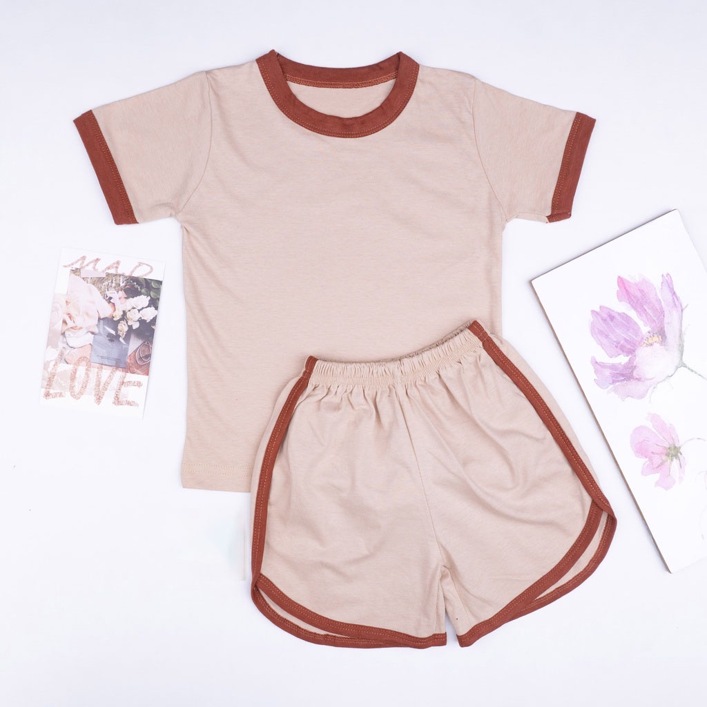 IL - Set Ringer Tee Earth Tone Series / Setelan Anak Katun 0-5 Thn / Playset / Basic Tee Hotpants