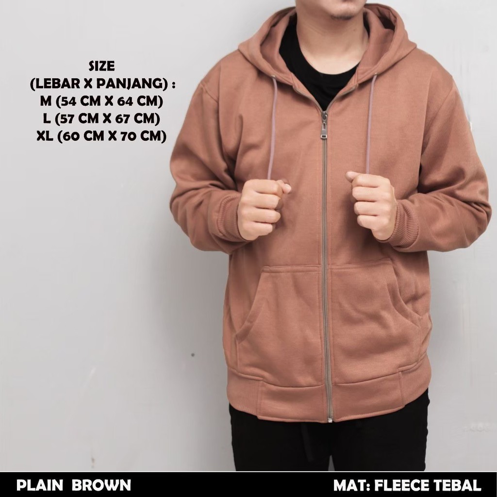 Jaket polos Ukuran M, L, XL, XXL  Pria Wanita dengan zipper Ritsleting Hoodie Sweater