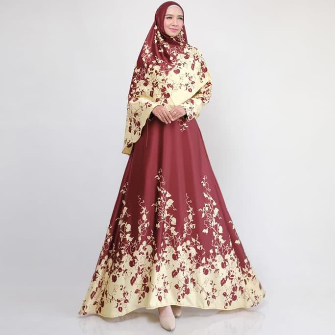 KALEA SYARI MAROON N1 Gamis wanita maxmara merah maroon