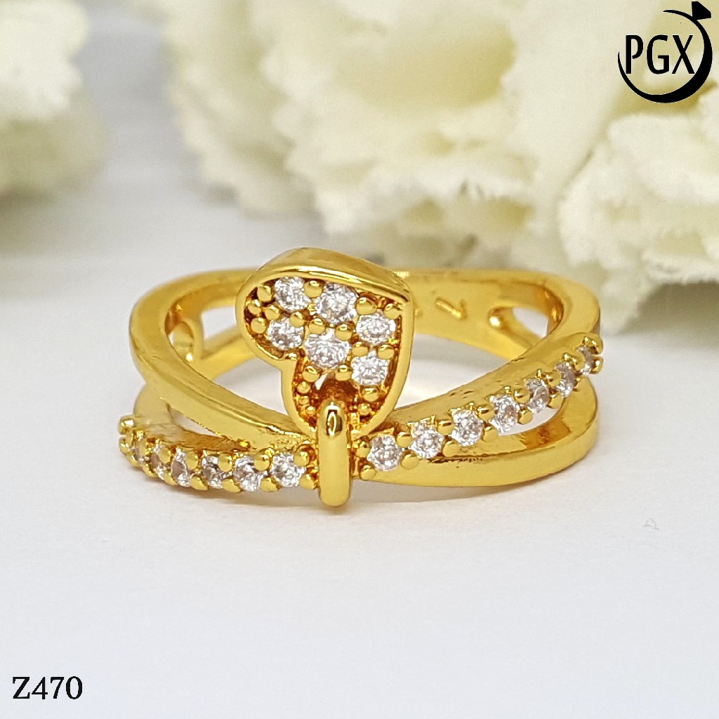 PGX Cincin Xuping Wanita Lapis Emas Aksesoris Perhiasan Fashion Premium - Z470