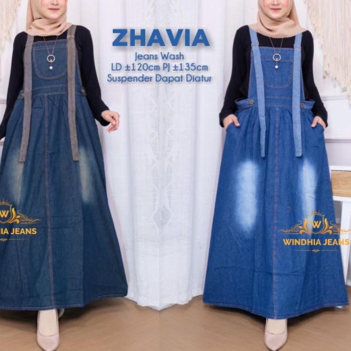 MALL Zhavia Overall Overal Rok Umbrella Mayung Jeans Denim Wanita Jumbo Big Size ♥