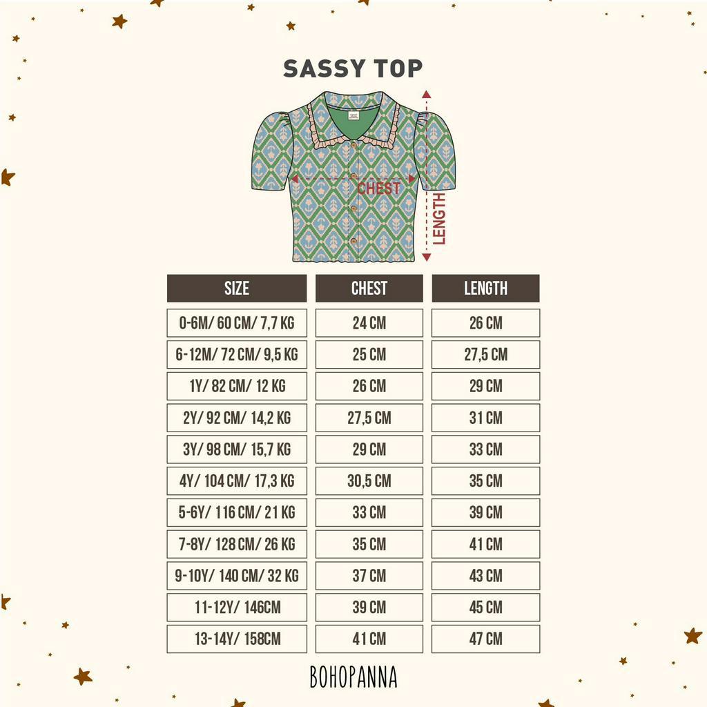 Bohopanna Sassy Top 0-14 Tahun Baju Anak Perempuan Kerah Ruffle