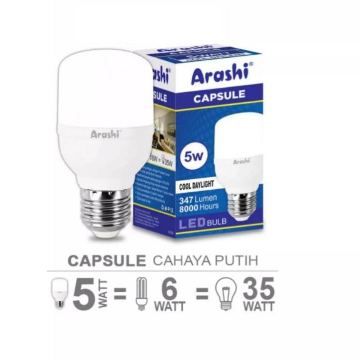 Lampu Led Arashi 5 Watt Garansi 1 Tahun / Lampu Arashi 5w / Lampu Bohlam 5 Watt / Lampu 5 Watt