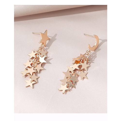 LRC Anting Tusuk Fashion Golden Little Star Earrings Y65619