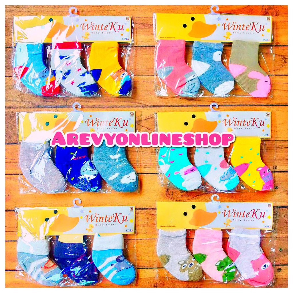 Kaos Kaki Winteku Baby Kingdom Newborn 0-12 Bulan 3 Pasang SNI Perlengkapan Bayi Baru Lahir