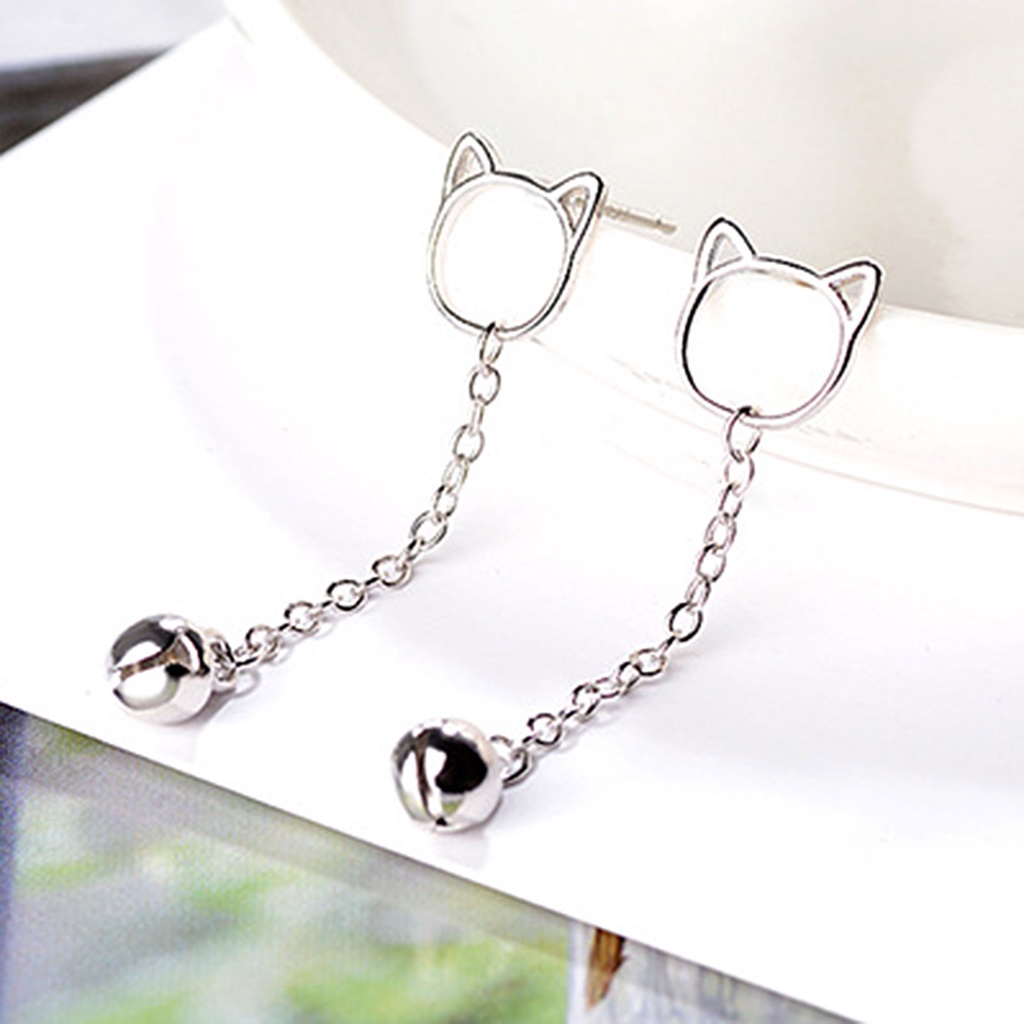 Hu Hu Hu Hu Hu Alat Bantu Pasang Kacamata♡ 1 Pasang Anting Stud Tema Kucing Bahan Tembaga Untuk Pesta