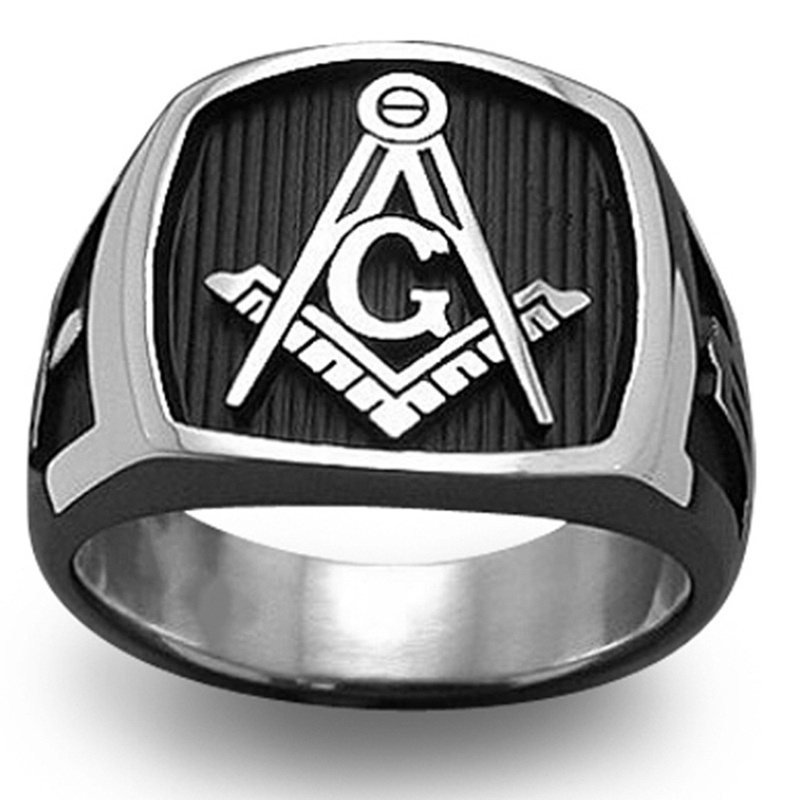 New Stainless Steel AG Masonic Men's Fashion Ring